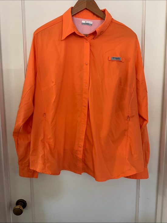 Columbia Tops - Columbia Orange Lightweight Button-Up Shirt